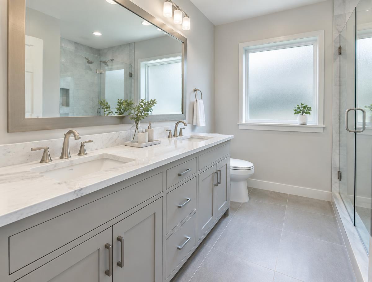 Rochester bathroom remodeling services — finished bathroom remodeling work in a Rochester, NY home